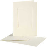 Passepartout kaarten , off-white, afmeting kaart 10,5x15 cm, afmeting envelop 11,5x16,5 cm, 10 set/ 1 doos