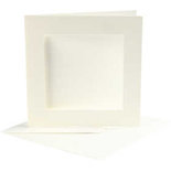 Passepartout Kaarten, off-white, afmeting kaart 12,5x12,5 cm, afmeting envelop 13,5x13,5 cm, 10 set/ 1 doos