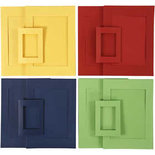 Passepartout lijsten, blauw, groen, rood, geel, afm A4+A6 , 2x60 stuk/ 1 doos