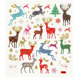 Fancy glitter stickers, vel 15x16,5 cm, circa 44 stuk, rendieren, 1vel