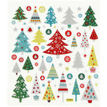 Fancy glitter stickers, vel 15x16,5 cm, circa 63 stuk, kerstboom, 1vel