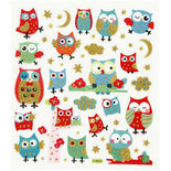 Fancy glitter stickers, vel 15x16,5 cm, uilen, 1vel