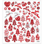 Fancy stickers, vel 15x16,5 cm, circa 54 stuk, rood/witte Kerst, 1vel
