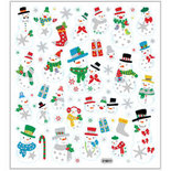 Fancy stickers, vel 15x16,5 cm, circa 60 stuk, sneeuwpoppen, 1vel