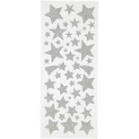 Glitterstickers - zilver - sterren - 10x24 cm - 2 vel