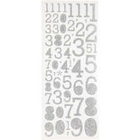 Glitterstickers - zilver - cijfers - 10x24 cm - 2 vel