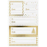 Stickers, goud, wit, 9x14 cm, afm 42x39+84x29 mm, 4 vel/ 1 doos