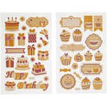 Stickers, verjaardag en cupcakes, 10x16 cm, 4 vel/ 1 doos