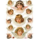 Vintage plaatjes, vel 16,5x23,5 cm, , engelen, 3vellen