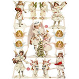 Vintage plaatjes, vel 16,5x23,5 cm, engelen, 3vellen
