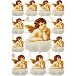 Vintage plaatjes, vel 16,5x23,5 cm, nostalgische engelen, 3vellen