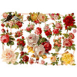 Vintage plaatjes, vel 16,5x23,5 cm, nostalgische rozen, 3vellen