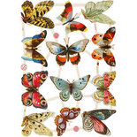 Vintage plaatjes, vel 16,5x23,5 cm, vlinders, 3vellen