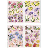 3D vellen, vel 21x30 cm, , vlinders en bloemen, 4vellen