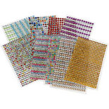 Stick-on strasstenen, diverse kleuren, d 4-6 mm, 16x9,5 cm, 10 vel/ 1 doos