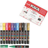 Krijtstift - Fineliner - Universele Marker - Standaard Kleuren - Uni Posca Marker - PC-1M - 0,7mm - 12 stuks