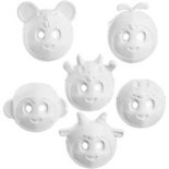 Maskers, tekenfilm, h: 20-23 cm, b: 19-25 cm, wit, 12stuks