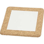 Onderzetter met lijst van kurk, wit, afm 15,5x15,5x1 cm, 10 stuk/ 1 karton