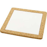 Onderzetter met lijst van kurk, wit, afm 19x19x1,1 cm, 10 stuk/ 1 karton