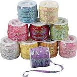 Pailletten lint, parelmoer kleuren, B: 6 mm, 10x10 m/ 1 doos