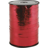 Cadeaulint, rood metallic, B: 10 mm, glossy, 250 m/ 1 rol