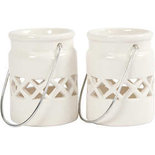 Lantaarn, wit, H: 8 cm, d 6,2 cm, 6 stuk/ 1 karton