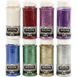 Glitter, diverse kleuren, 8x110 gr/ 1 doos