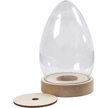 Eivormige stolp op houten voet, H: 15,5 cm, d: 8 cm, 1 stuk