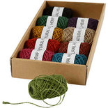 Natuurlijk hennep, diverse kleuren, dikte 1-2 mm, 10x30 m/ 1 doos