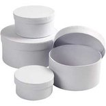 Ronde dozen, wit, H: 4+5+6+7 cm, d: 8+10+12+14 cm, 4 stuk/ 1 set