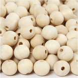 Houten kraal, d: 15 mm, gatgrootte 3 mm, 500 stuk/ 1 doos
