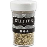 Glitter, goud, afm 1-3 mm, 30 gr/ 1 Doosje