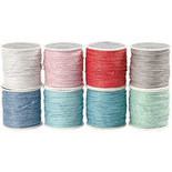 Katoenkoord, diverse kleuren, dikte 1 mm, 8x40 m/ 1 doos
