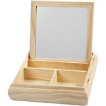Spiegeldoos, afm 19,5x19,5 cm, dikte 5 cm, grenen, 1stuk
