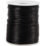 Satijnkoord, zwart, dikte 2 mm, 50 m/ 1 rol