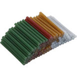 Lijmpistool vullingen, goud, groen, rood, zilver, L: 10 cm, d: 7 mm, glitter, 100 stuk/ 1 doos