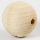 Houten kraal, d: 50 mm, gatgrootte 8 mm, 4 stuk/ 1 doos