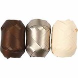 Cadeaulint, bruin, goud metallic, licht naturel, B: 10 mm, 3x10 m/ 1 doos