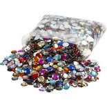 Strasstenen, diverse kleuren, rond, d: 6+9+12 mm, 3600 stuk/ 1 doos