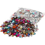 Strasstenen, diverse kleuren, d: 6+10+14 mm, 2520 stuk/ 1 doos