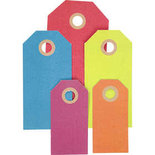 Cadeaulabels, diverse kleuren, afm 3x6+4x8+5x10 cm, 220 gr, 500 stuk/ 1 doos