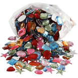 Strasstenen, diverse kleuren, afm 15-17 mm, 210 gr/ 1 doos