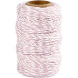 Katoenkoord, wit/lichtrood, dikte 1,1 mm, 50 m/ 1 rol
