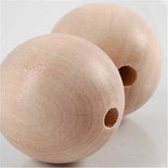 Houten kraal, d: 35 mm, gatgrootte 6 mm, 2 stuk/ 1 doos