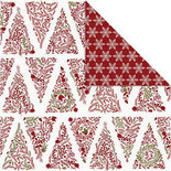 Design Papier - Goud - Rood - Wit - Kerstbomen & IJskristallen - 30,5x30,5 cm - 180 grams - Vivi Gade - 3 vellen