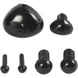 Ogen en neuzen, zwart, d: 3+6 mm, afm 8x6+14x11 mm, 20 set/ 1 doos