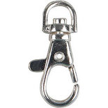 Karabijnsluiting, groot, verzilverd, H: 37 mm, B: 14 mm, 2 stuk/ 1 doos
