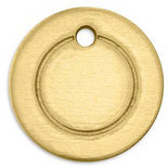 Metalen label, koper, ring, d: 13 mm, gatgrootte 1,85 mm, dikte 1 mm, 11 stuk/ 1 doos