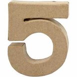 Cijfer, 5, H: 10 cm, B: 8,5 cm, dikte 1,7 cm, 1 stuk