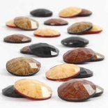 Cabochons, d: 14 mm, dikte 4 mm, bruin harmonie, 24div